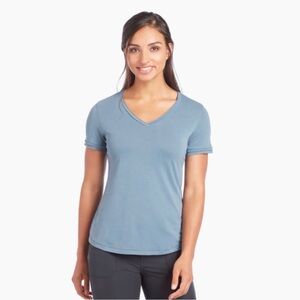 Kuhl Juniper V-Neck Short Sleeve Tee Blue Performance Lightweight Outdoor‎ M